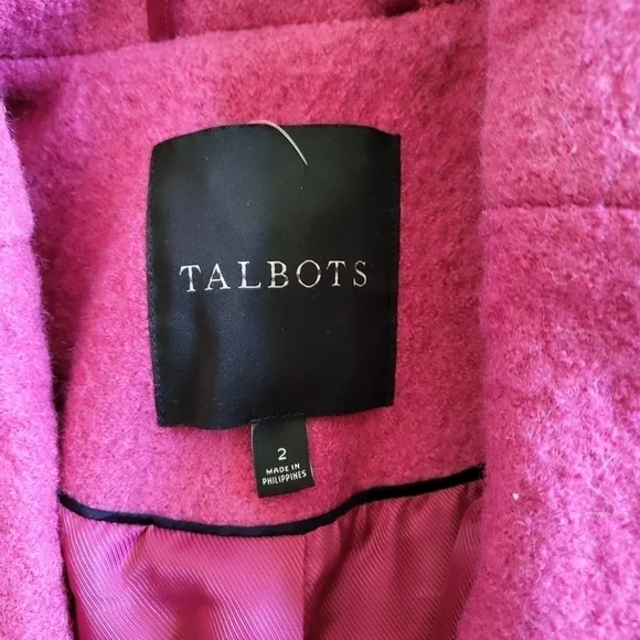 New Talbots Single Breasted Wool Blend Barbiecore Pink Coat Size 2 - Picture 9 of 10